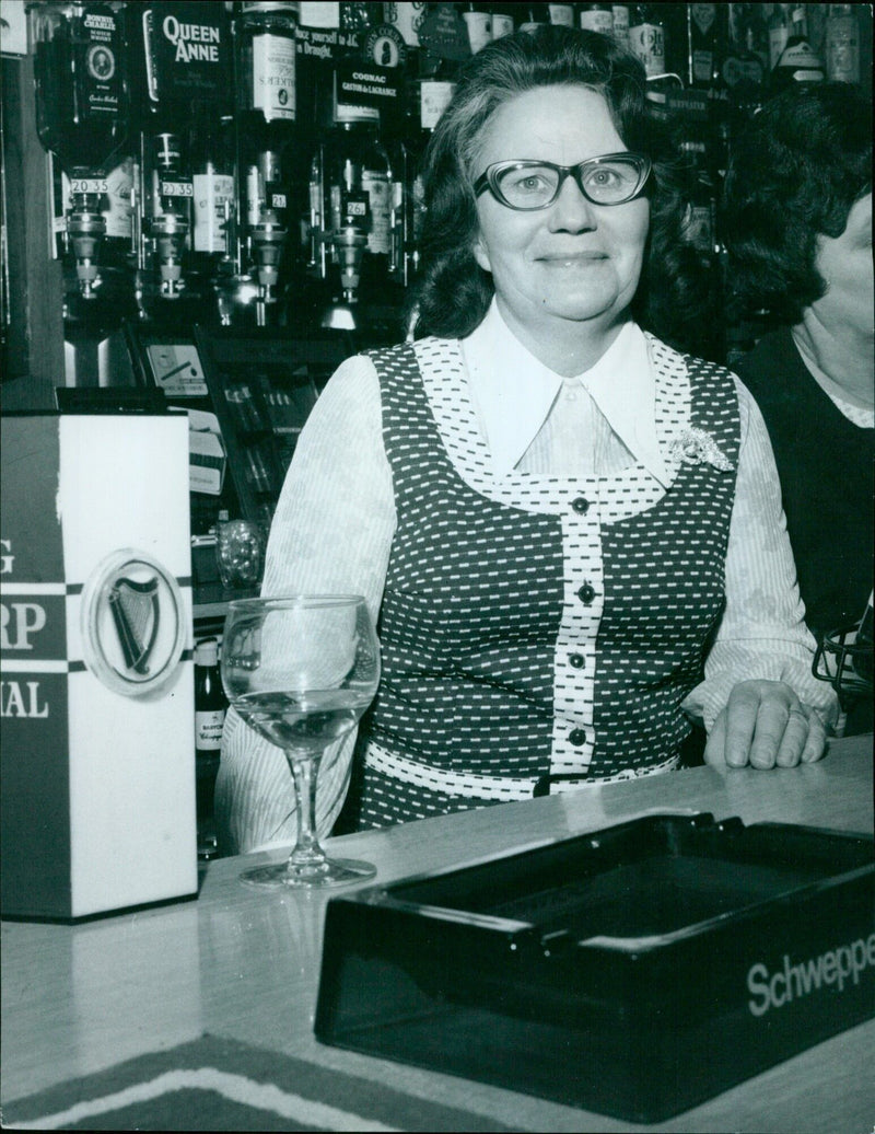 Mrs Margaret Partlett enjoying a night out at the Bulldog. - Vintage Photograph