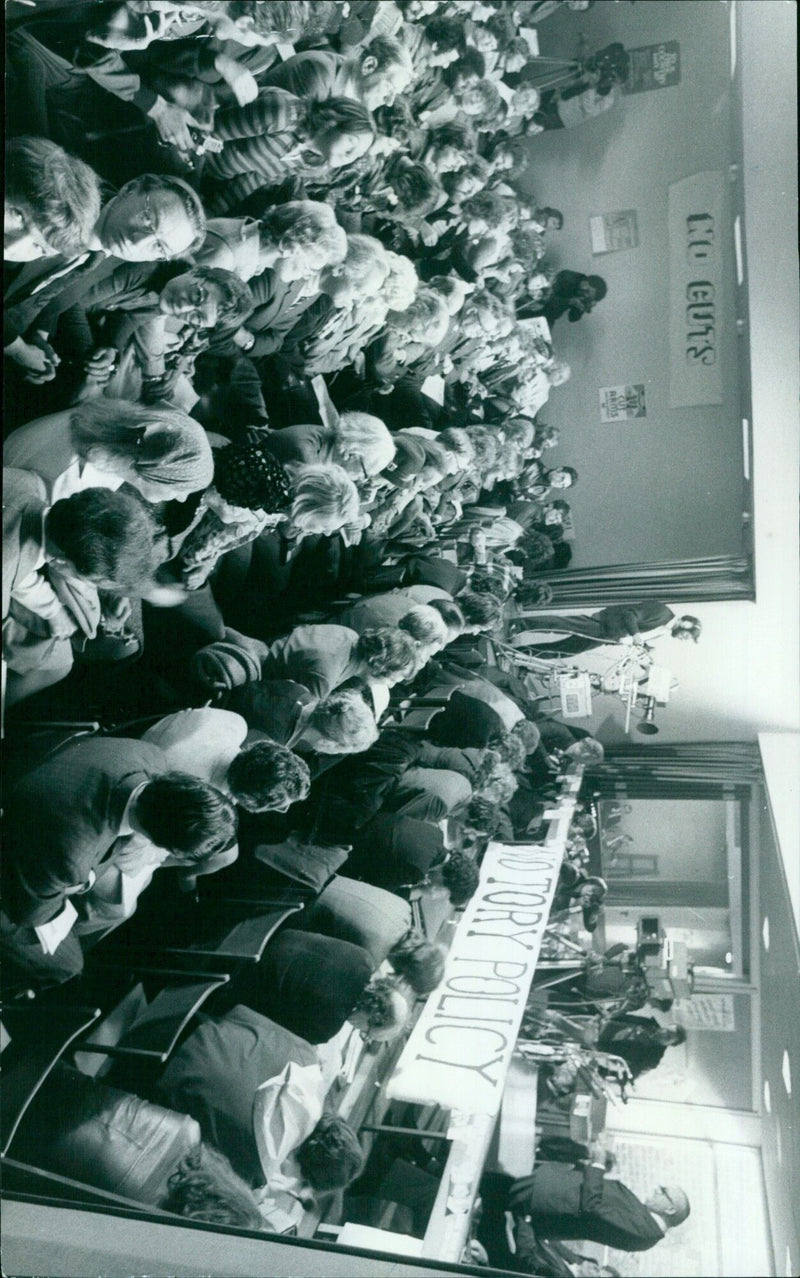 A crowded hall at Ruskin College in Oxford, England, where Mr. Callaghan is speaking. - Vintage Photograph