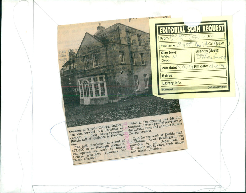 Ruskin College, Oxford, celebrates the opening of its newly-renovated hall of residence, Ruskin Hall. - Vintage Photograph