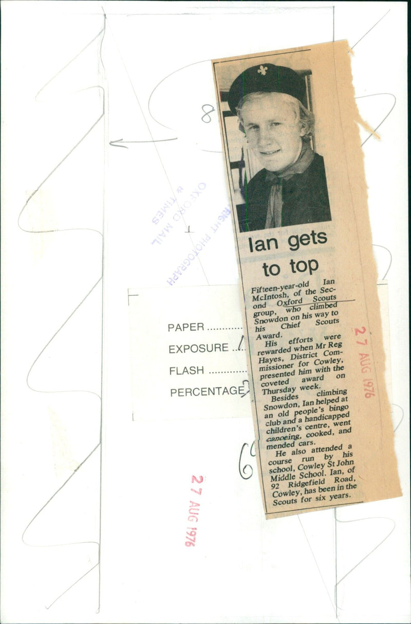 Fifteen-year-old Ian McIntosh of the Second Oxford Scouts climbs Snowdon on his way to the Chief Scouts Award. - Vintage Photograph