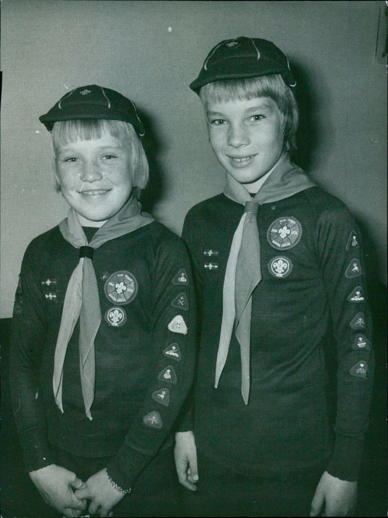 Ian Maisey (left) and David Frankland receive their Cub Scout gold awards. - Vintage Photograph