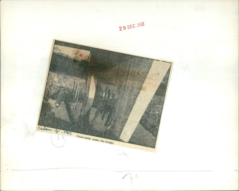 Floodwaters rising near a bridge in Eastern Syria. - Vintage Photograph