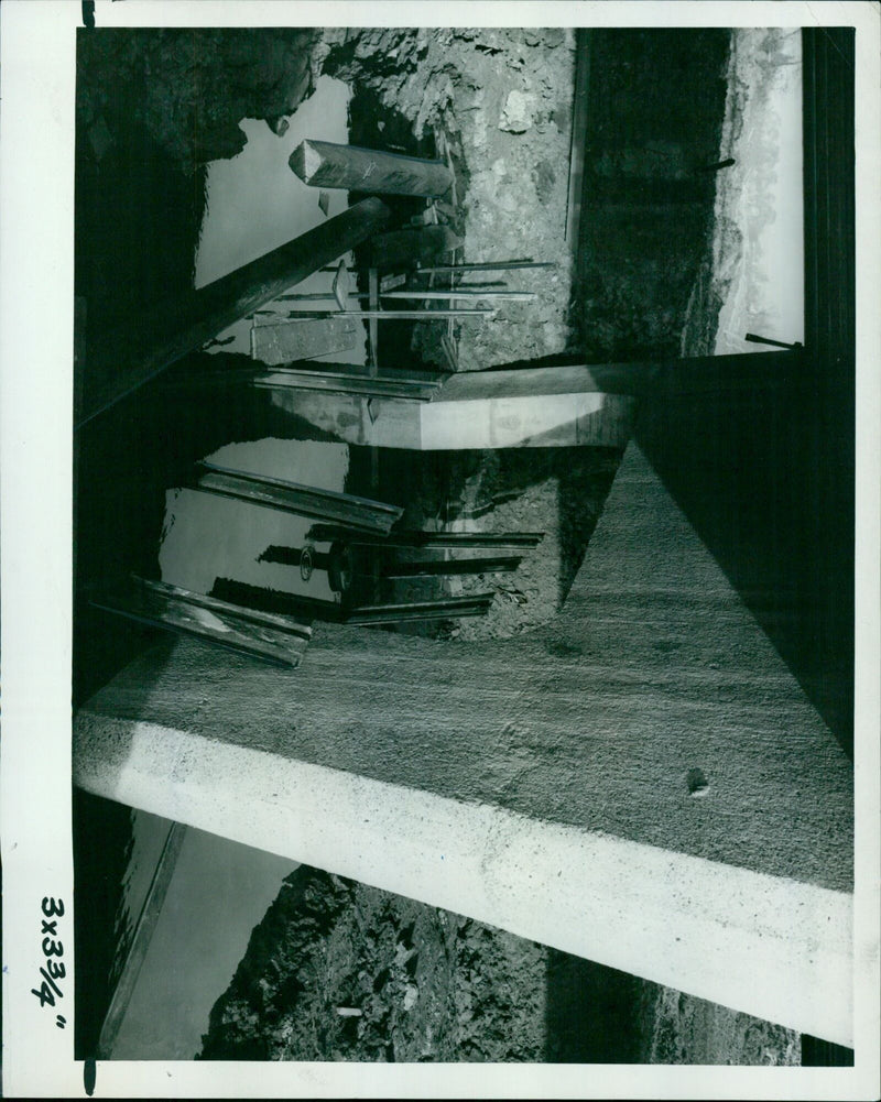 Floodwaters rising near a bridge in Eastern Syria. - Vintage Photograph