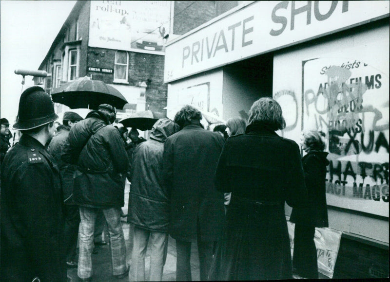 People protesting against pornography on Chicus Street in Amsterdam, Netherlands. - Vintage Photograph