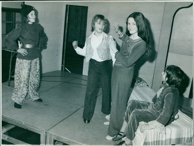 Performers in a scene from the play 'ABU HASSAN and the CALIPH OF BAGHDAD' - Vintage Photograph