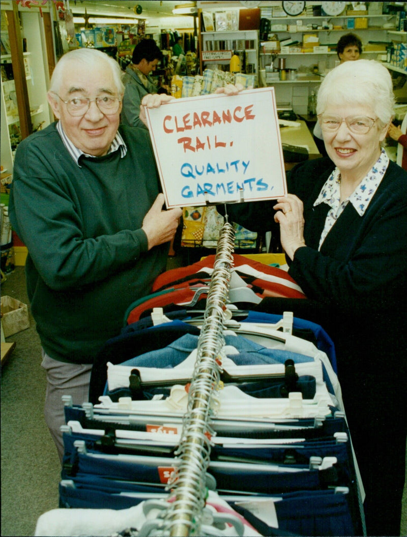 Colin and Betty Adby are retiring after many years from their shop, Risings. - Vintage Photograph