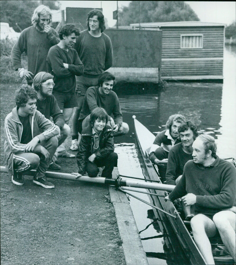 Oxford Mail Rowing Club squad members prepare to travel to Seville, Spain. - Vintage Photograph