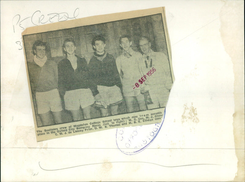 Boys of Magdalen College School competing in the Oxford City Bumping Races - Vintage Photograph