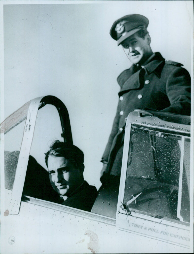 Yugoslavin Air Squadron pilot in cockpit of a new plane. - Vintage Photograph