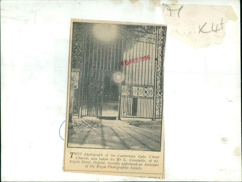 Canterbury Gate in Christ Church, Oxford photographed by G. Constable. - Vintage Photograph