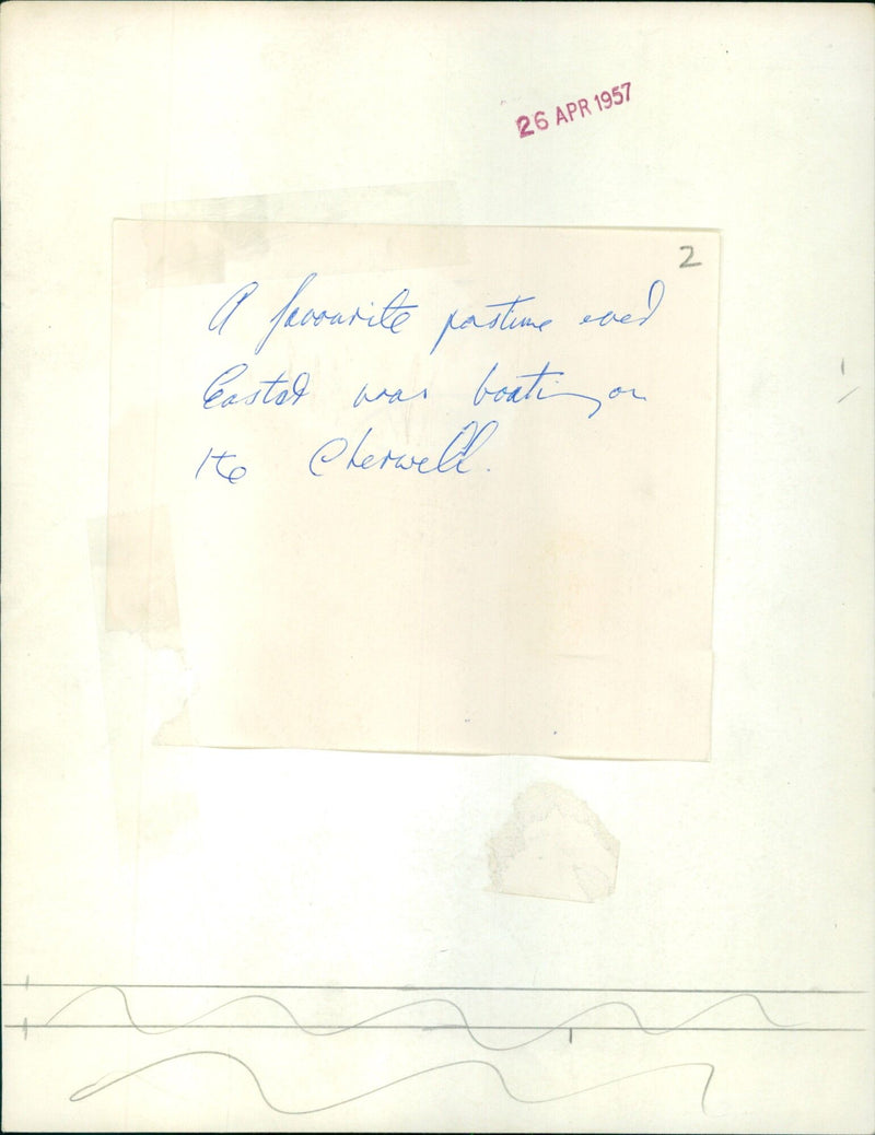 A pleasure boat is seen being towed to the Cherwell River on April 26, 1957. - Vintage Photograph