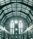 An aerial view of Keble College Library ceiling in Oxford, England. - Vintage Photograph