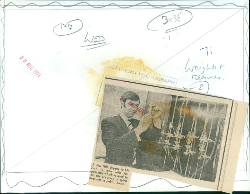 Deputy to Mr Dust using apparatus to test the accuracy of spirit measures in public houses. - Vintage Photograph