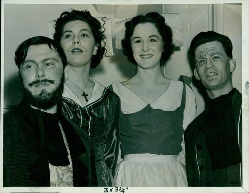 Four members of the Oxford University Opera Club perform in a production of Smetana's "The Secret". - Vintage Photograph