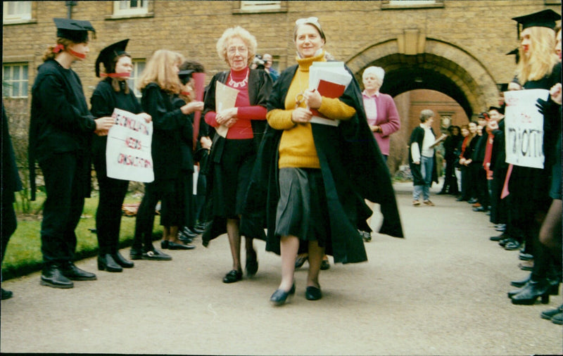 Students of Somerville College protest for the removal of the principal. - Vintage Photograph