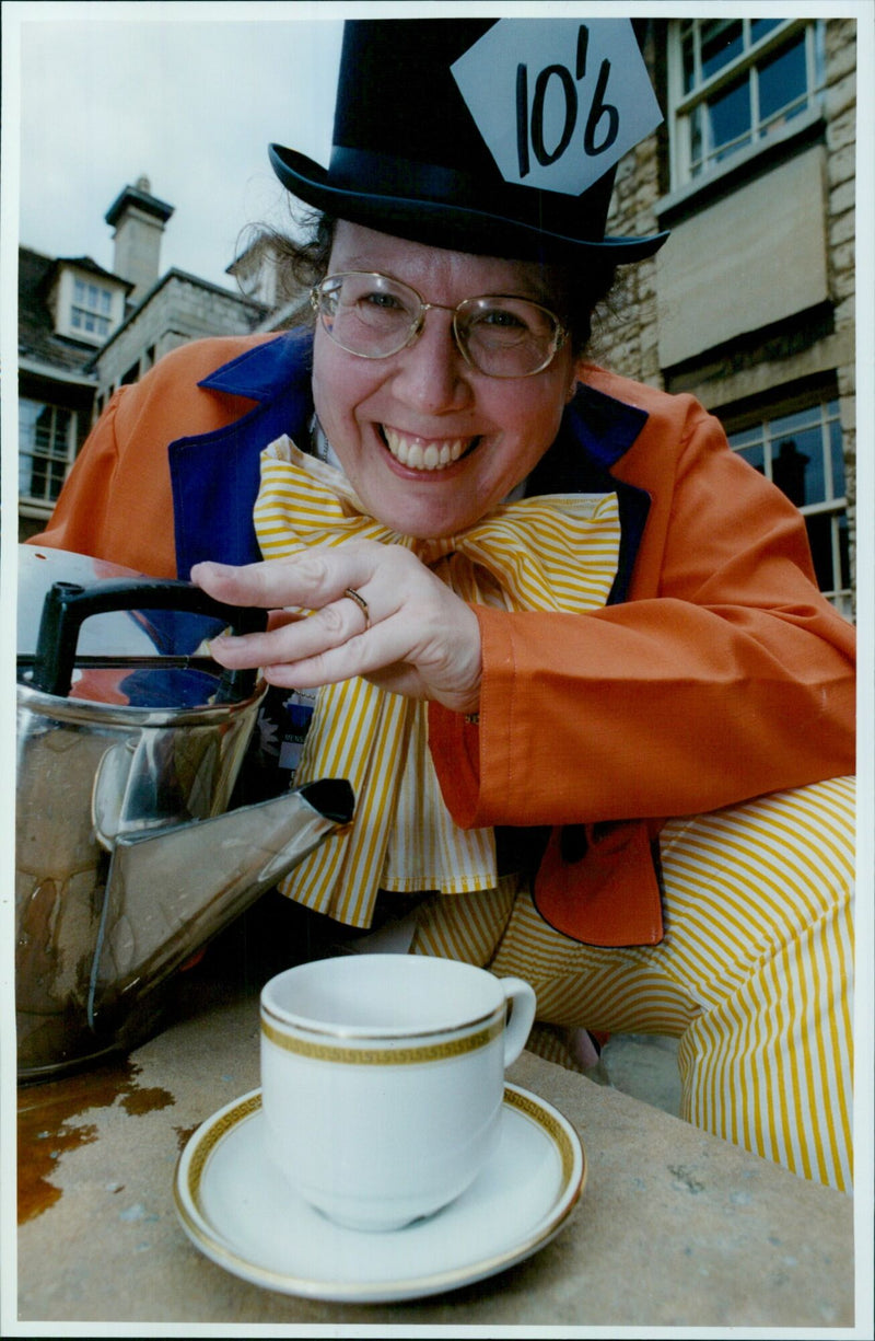 Mad Hatters tea party at Somerville College. - Vintage Photograph