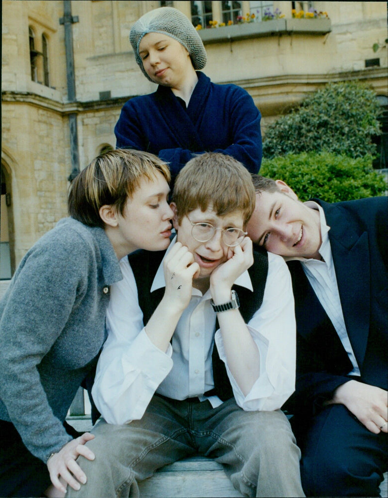 Students perform a bedroom farce at the Oxford Brasenose College Arts Festival. - Vintage Photograph