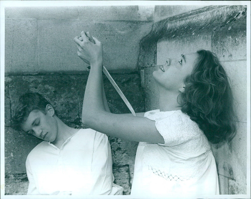 Students perform a play at Brasenose College in Oxford University, England. - Vintage Photograph