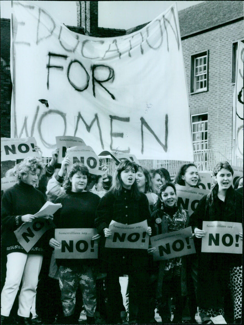 Students from Somervillians College protest against a colleague in Oxford, England. - Vintage Photograph