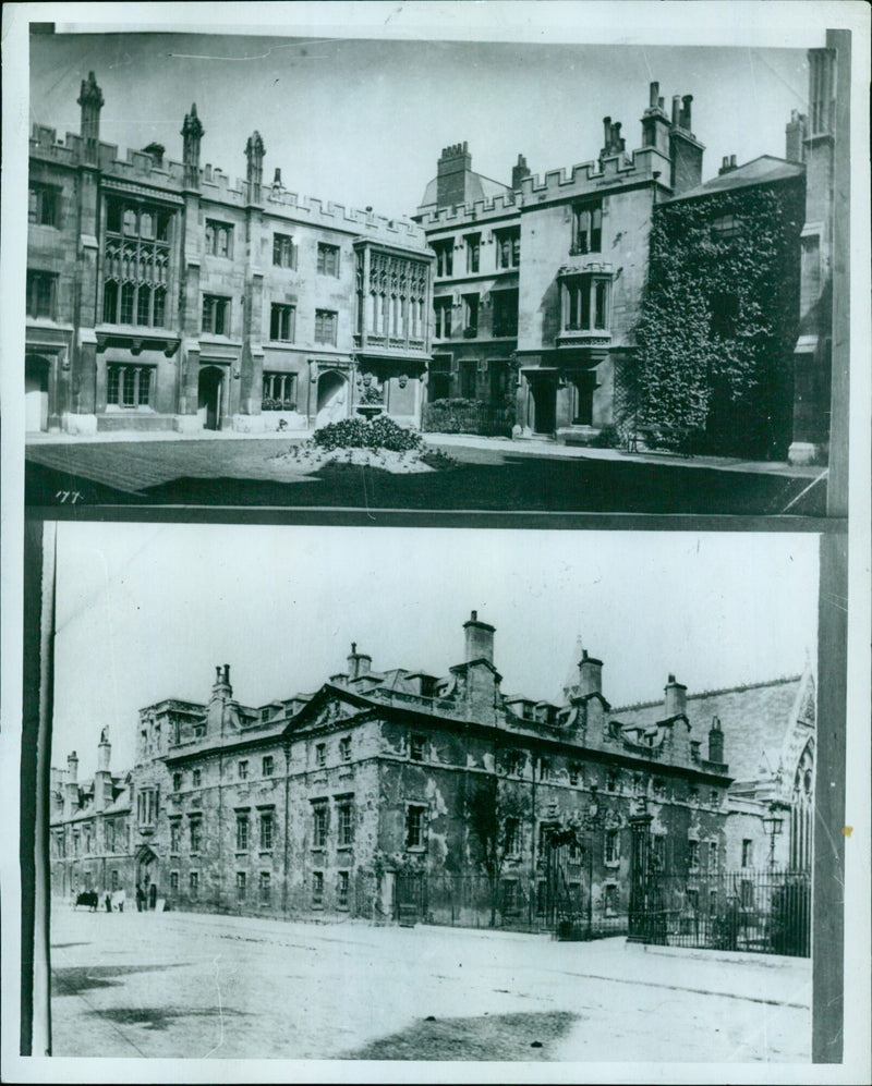 Balliol College, Oxford University, seen from the air. - Vintage Photograph