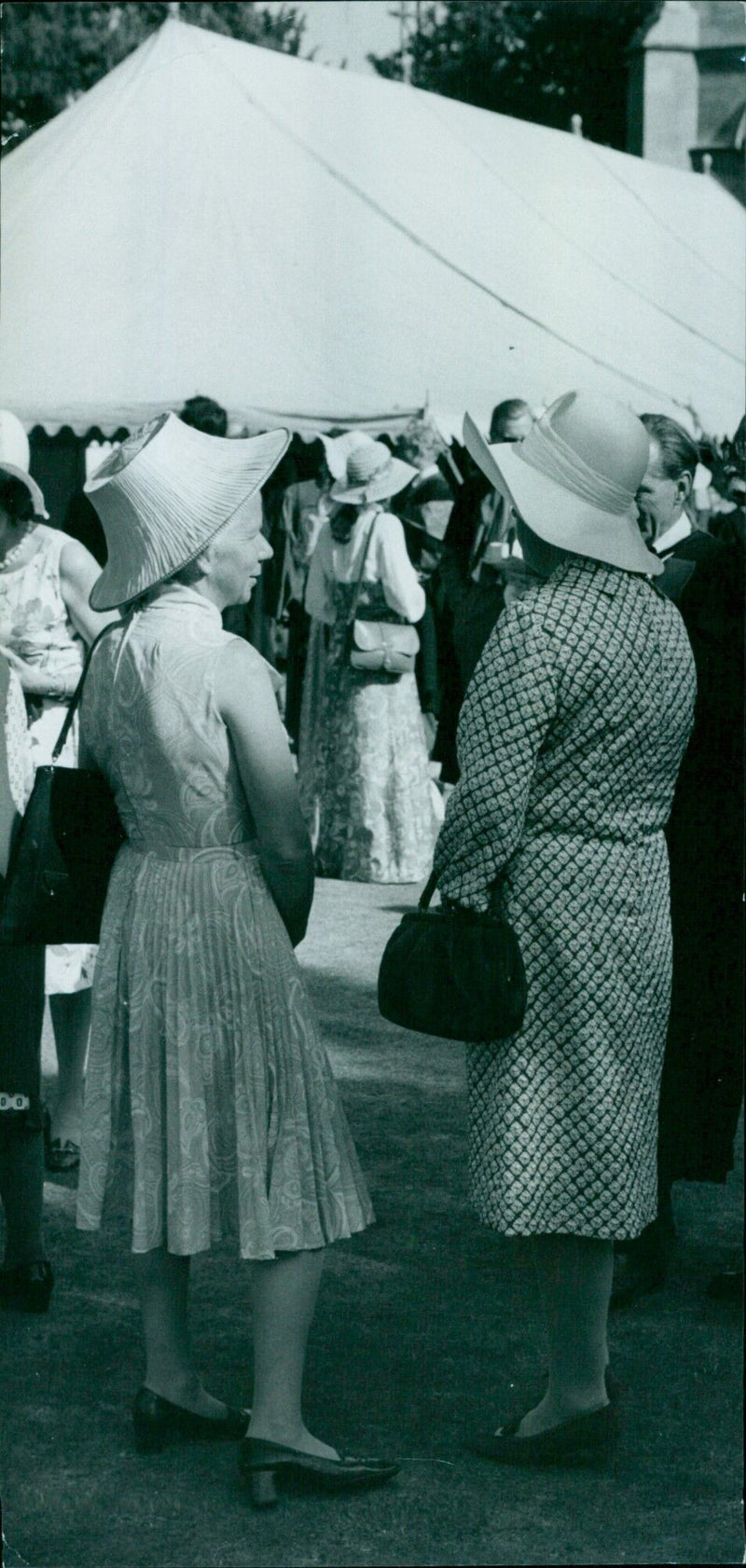 Hat-clad attendees at an Encaenis Garden Party. - Vintage Photograph