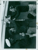 A metal pet sculpture in a field of bluebells. - Vintage Photograph