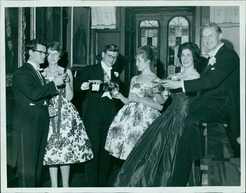 Students dancing in a university ballroom. - Vintage Photograph