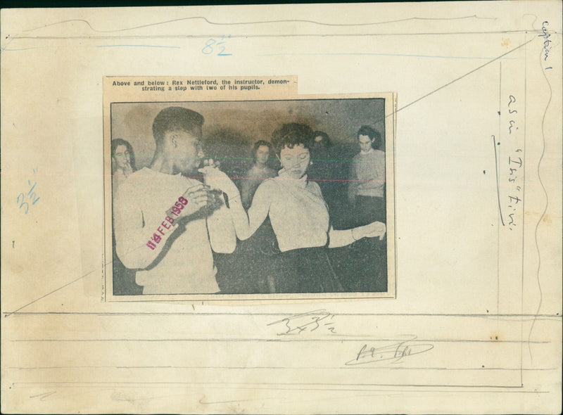 Rex Nettleford leads two of his pupils in a step demonstration. - Vintage Photograph