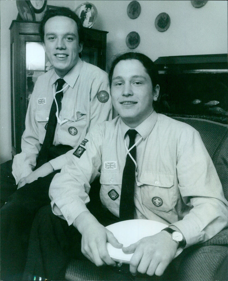 Two scouts receiving their awards at Iffley Road, Oxford. - Vintage Photograph