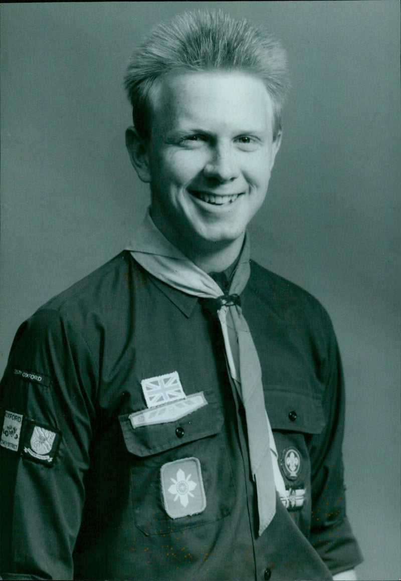 Oxford Dobbins receives the highest award a Scout can obtain, the Chief Scout Award. - Vintage Photograph