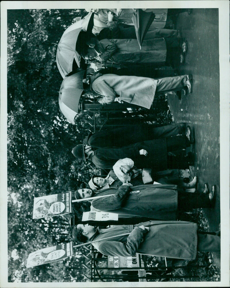 Protesters demonstrate against apartheid in London. - Vintage Photograph