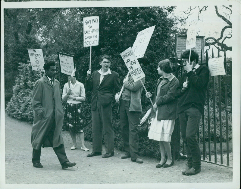 Anti-apartheid protesters at a park in South Africa - Vintage Photograph