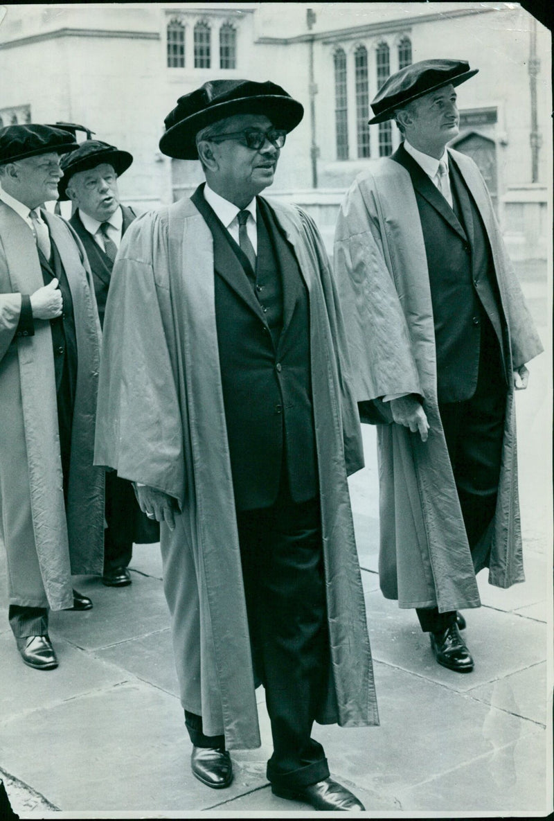 Recipients of degrees at Encaenia procession at the Sheldonian Theatre in Oxford, England. - Vintage Photograph