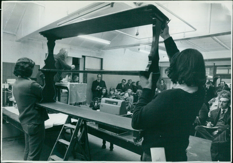 People celebrating the wedding of a couple in Oxford, England. - Vintage Photograph