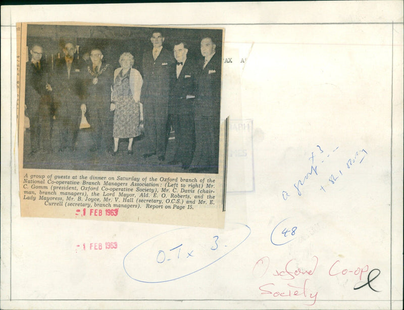 Guests gather for the Oxford branch of the National Co-operative Branch Managers Association dinner. - Vintage Photograph