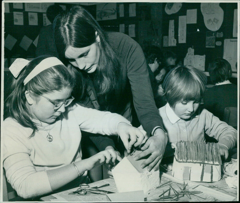 Students at a college link with school in Rosemay, Nevada, share a laugh. - Vintage Photograph