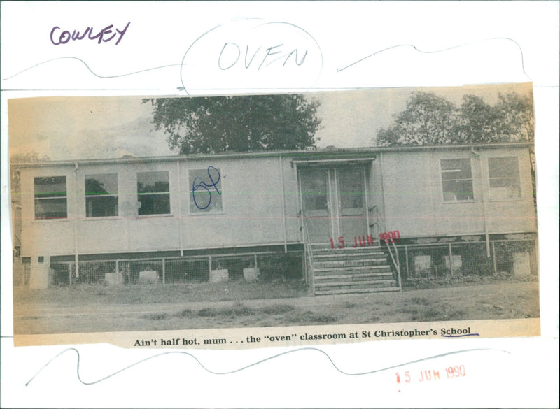 Students and teachers at St Christopher's School sit in a hot classroom due to the summer heat. - Vintage Photograph