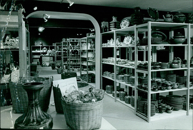 Bargain hunters flock to Harmony China cash-and-carry store in Oxford, England. - Vintage Photograph