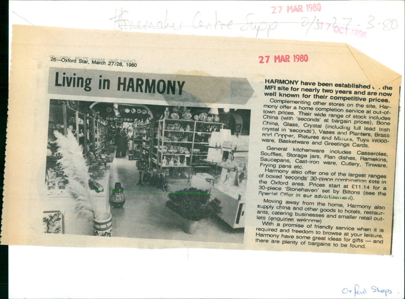 Customers browse the wide range of goods at Harmony, a home completion store in Oxford. - Vintage Photograph