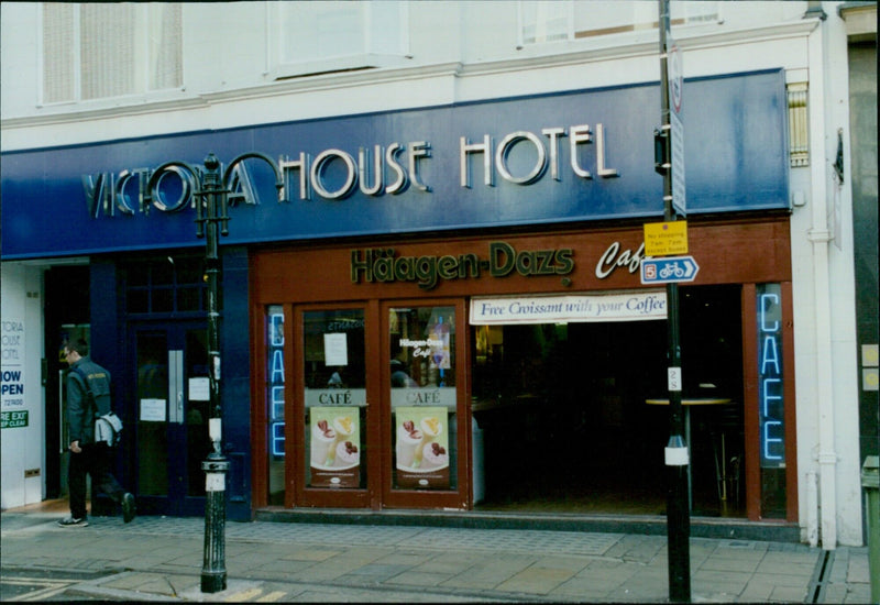 Oxford's Victoria House Hotel, Häagen-Dazs Cafe, and Mazzic Cafe are visible from the Hythe Bridge car park in this view of the city. - Vintage Photograph