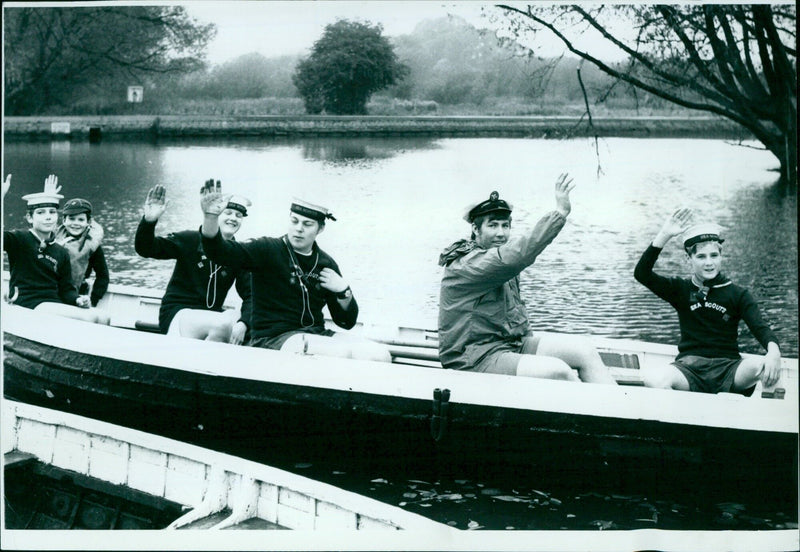 Sea Scouts rowing from Oxford to Teddington, England. - Vintage Photograph