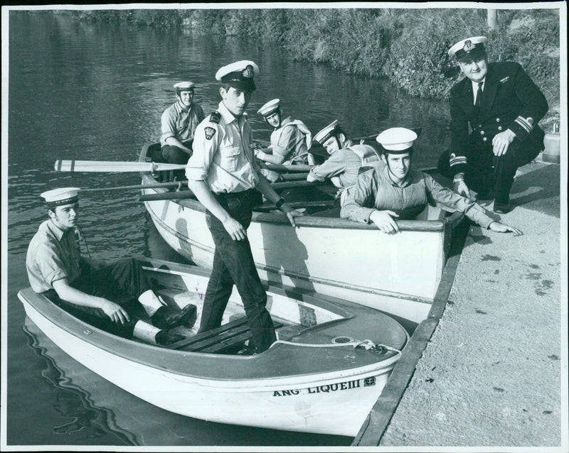Members of the Oxford Unit Sea Cadets Corps practice their boating skills at Pink Hill Nature Reserve. - Vintage Photograph
