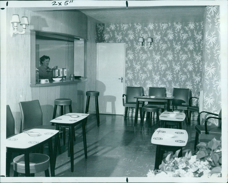 Mrs. Charlton behind the saloon bar. - Vintage Photograph