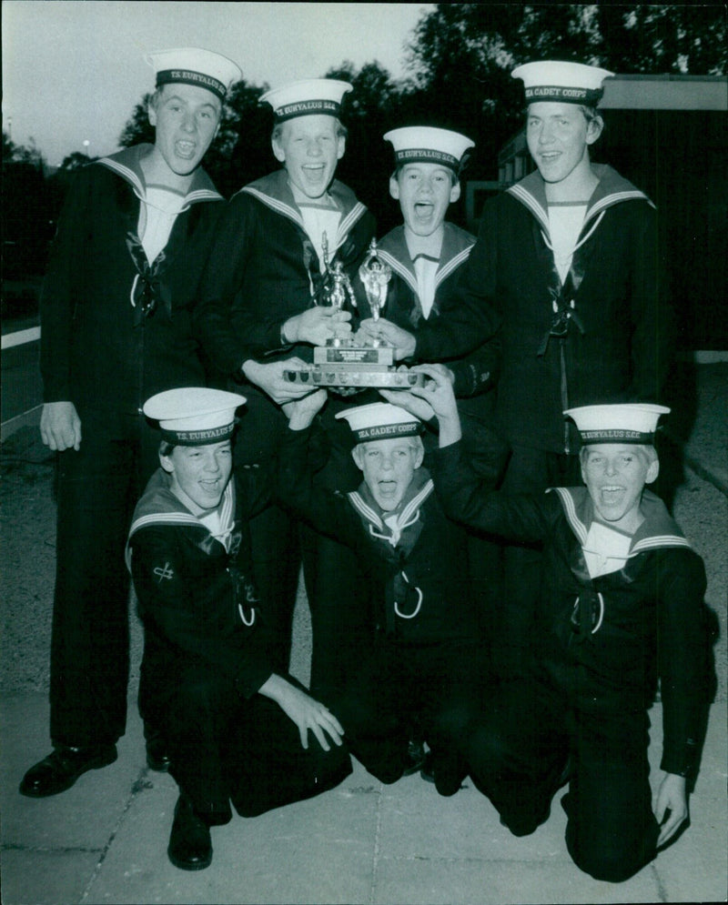 Sea Cadets of TS Euryalus take part in a training exercise. - Vintage Photograph