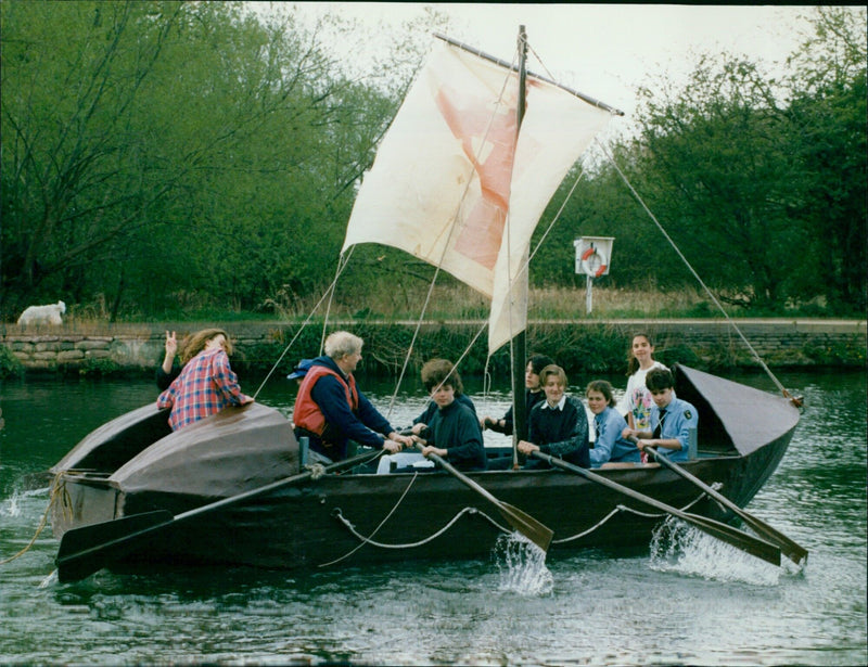 Sea Scouts launch a boat in Oxford, Massachusetts. - Vintage Photograph