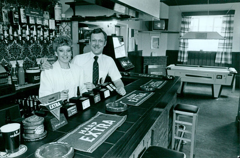 Tim and Pauline Englefield in a newly refurbished public bar at Port Mahon. - Vintage Photograph