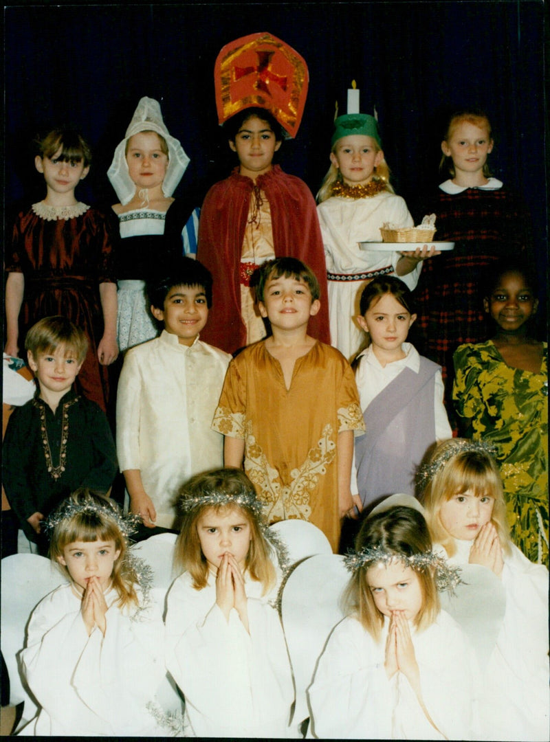 Members of the cast of Headington Junior School's Christmas play. - Vintage Photograph