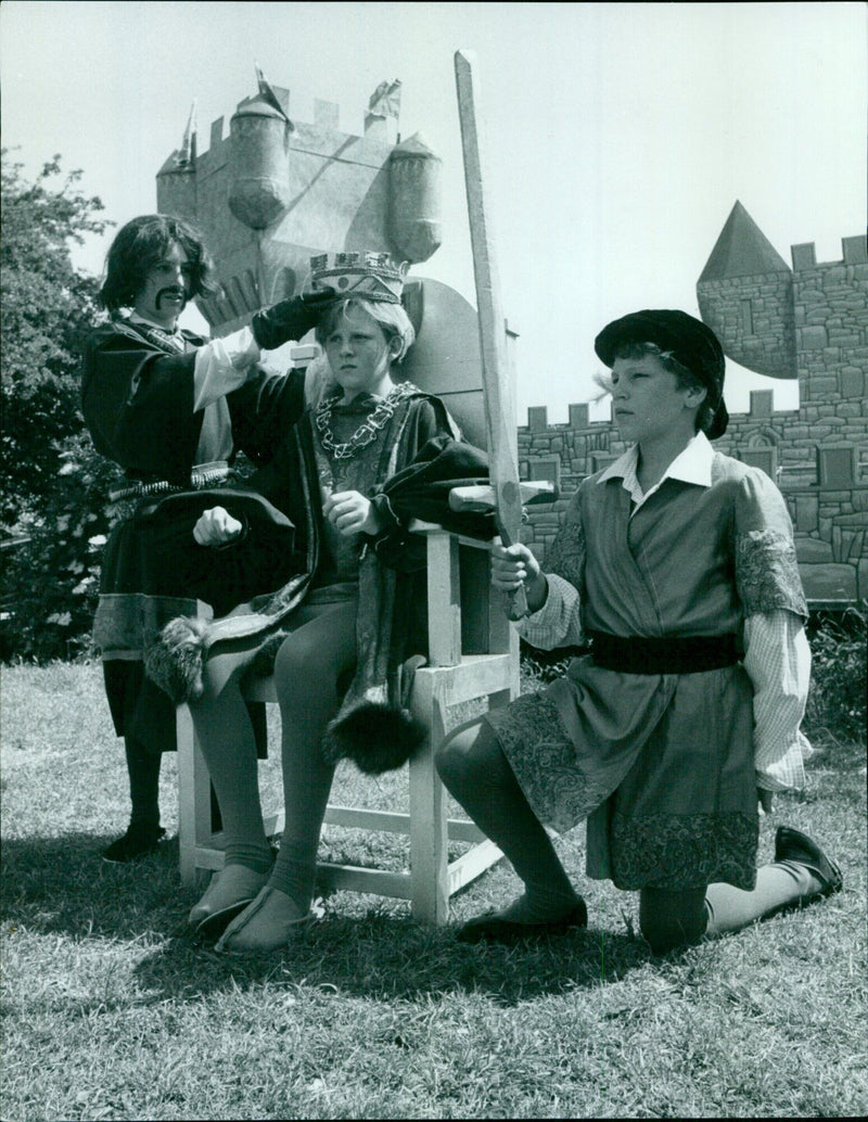 Three students from The Dragon School perform in a production of Macbeth. - Vintage Photograph