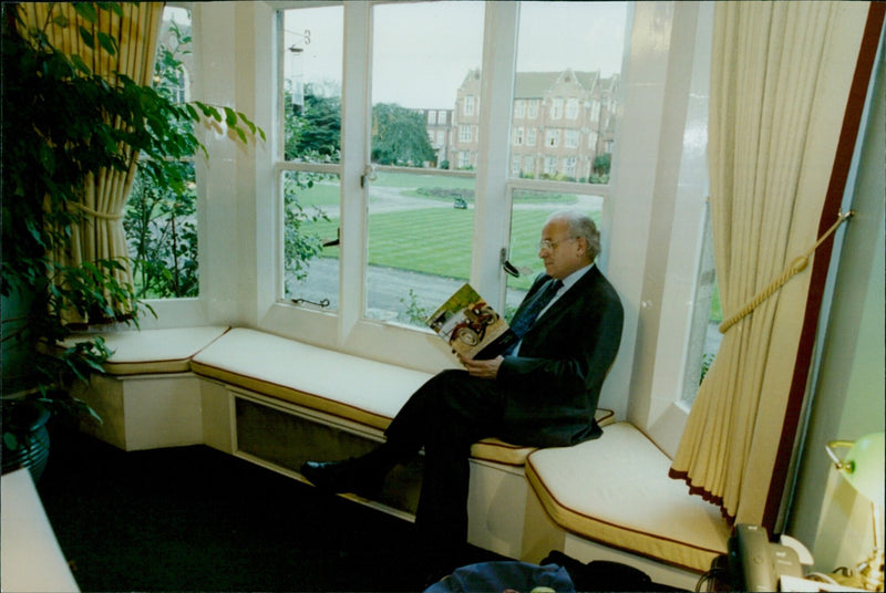 Warden of St Edwards School David Christie with Oxford Times auction brochure. - Vintage Photograph