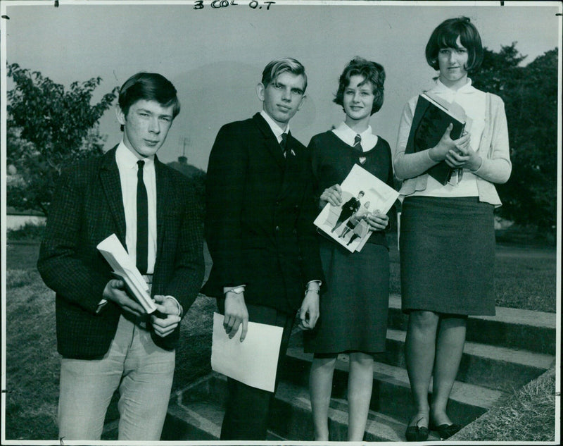 A group of students and teachers from Remple and Couley schools pose for a photograph. - Vintage Photograph